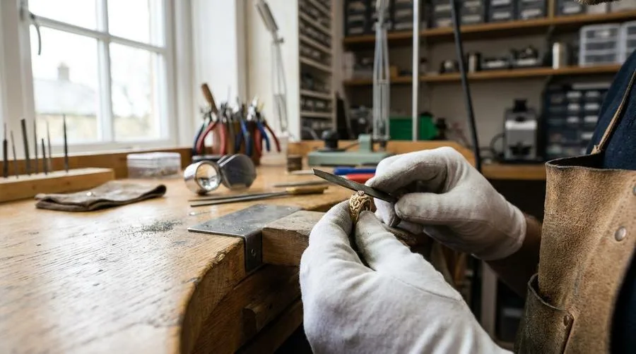 Jeweller handcrafting a custom diamond ring