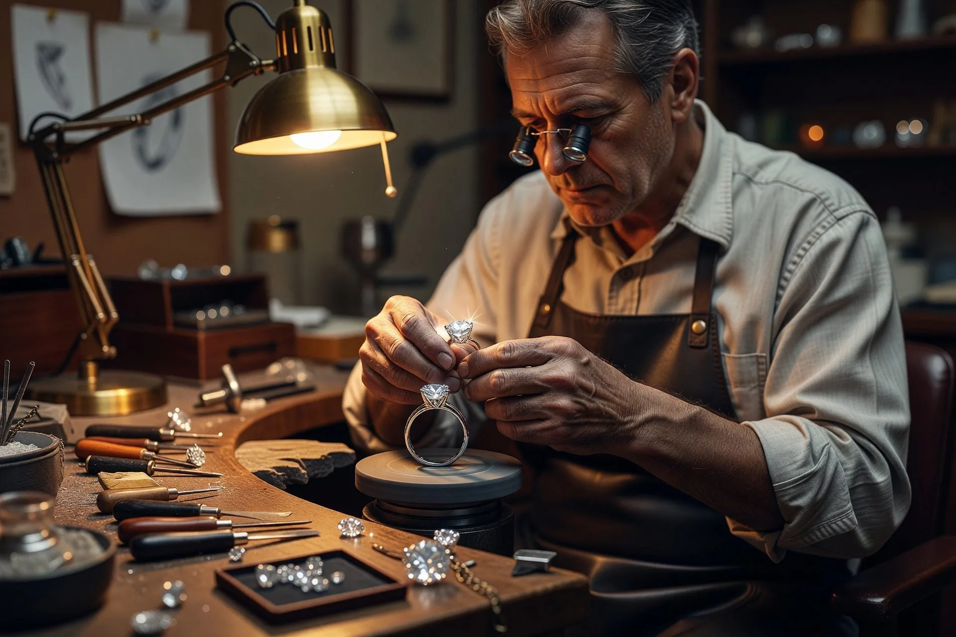 Bespoke diamond jewellery arranged through Diagem with specialist trade jewellers — custom designed pieces with certified diamonds